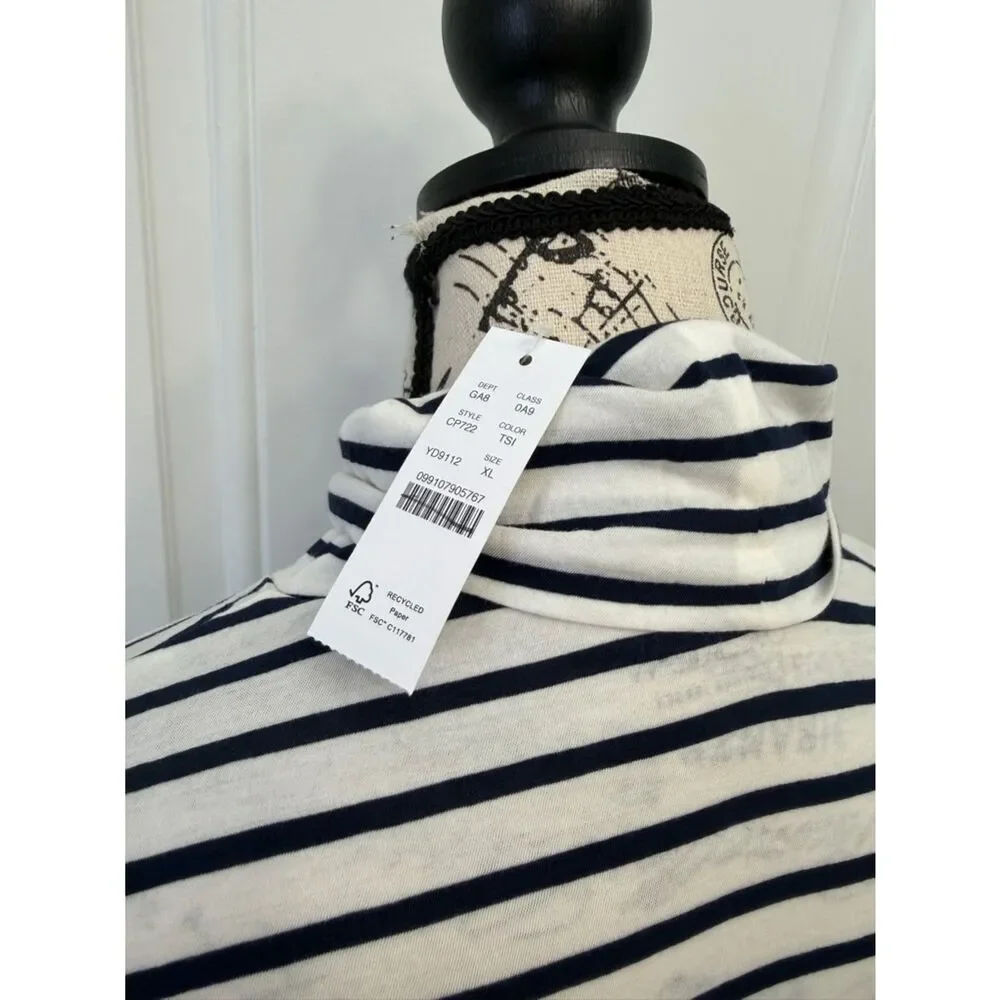 J.Crew Feather jersey turtleneck in stripe NWT Size XL